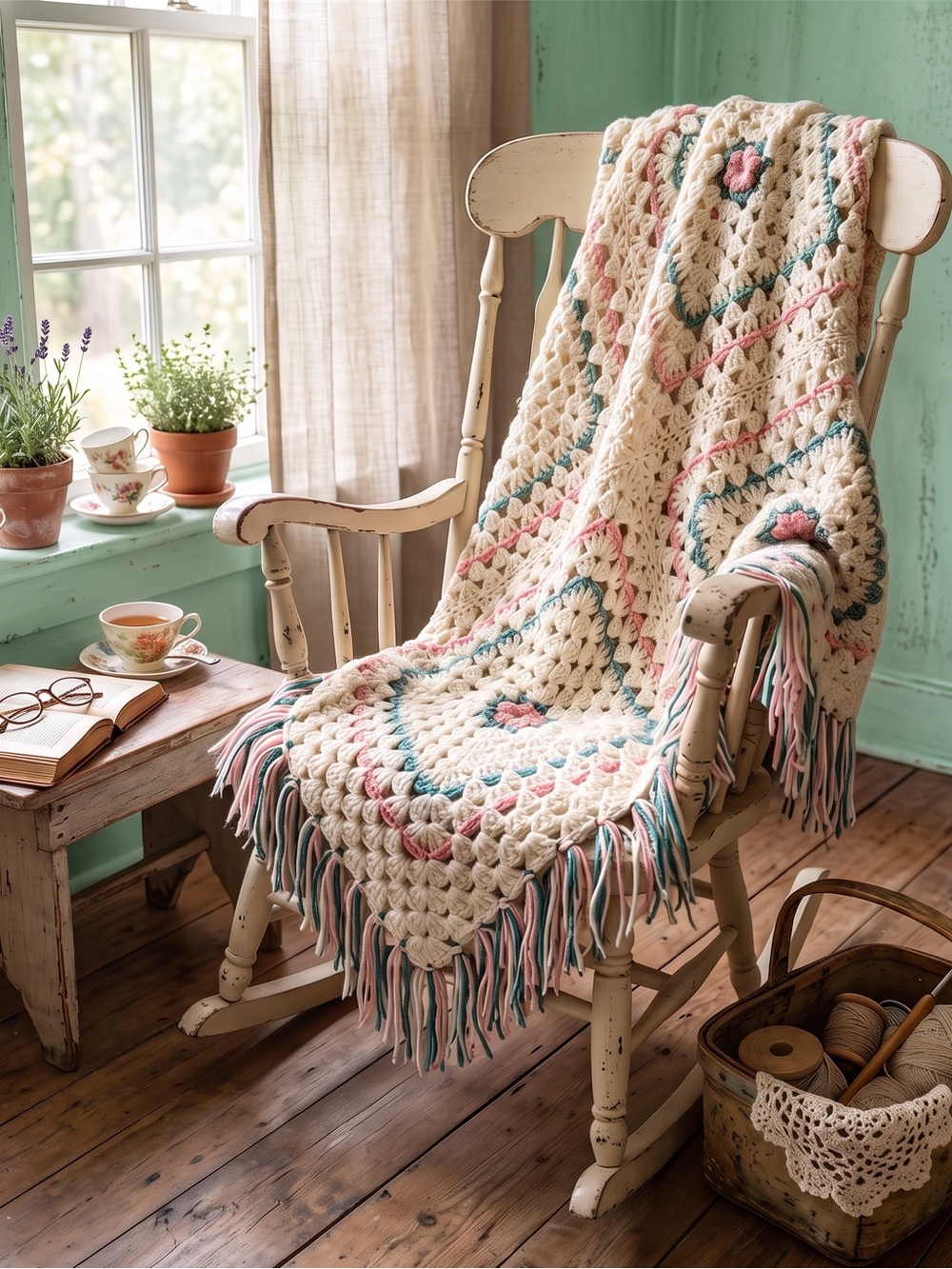VINTAGE HANDMADE Crochef Afghan